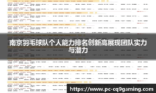 南京羽毛球队个人能力排名创新高展现团队实力与潜力